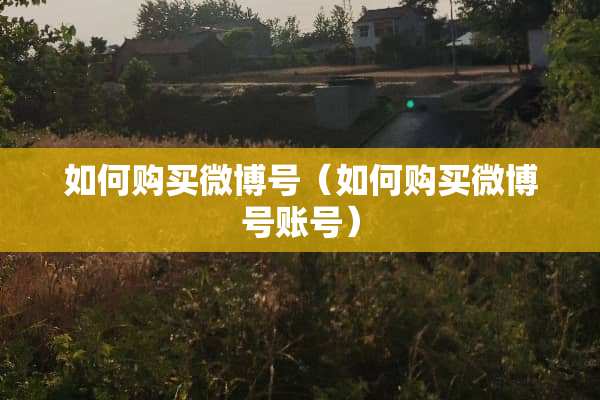 如何购买微博号（如何购买微博号账号）