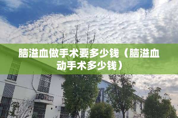 脑溢血做手术要多少钱（脑溢血动手术多少钱）