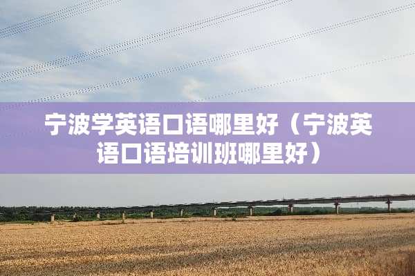 宁波学英语口语哪里好（宁波英语口语培训班哪里好）