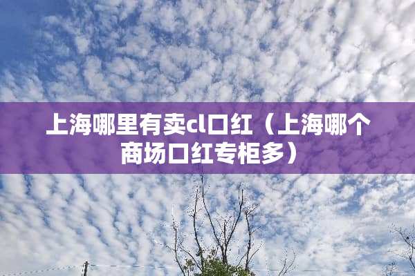 上海哪里有卖cl口红（上海哪个商场口红专柜多）