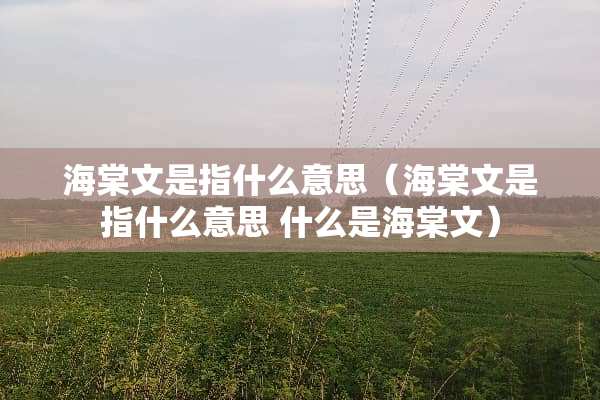 海棠文是指什么意思（海棠文是指什么意思 什么是海棠文）