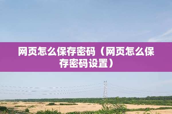 网页怎么保存密码（网页怎么保存密码设置）