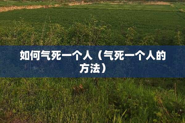 如何气死一个人（气死一个人的方法）