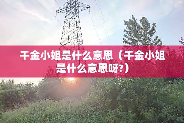 千金小姐是什么意思（千金小姐是什么意思呀?）
