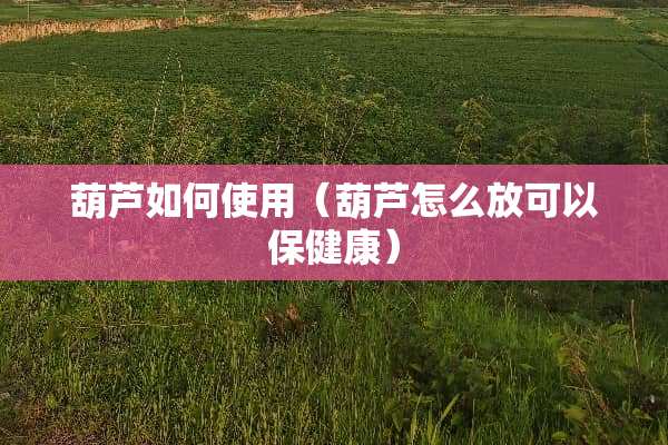 葫芦如何使用（葫芦怎么放可以保健康）