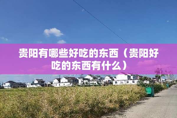 贵阳有哪些好吃的东西（贵阳好吃的东西有什么）