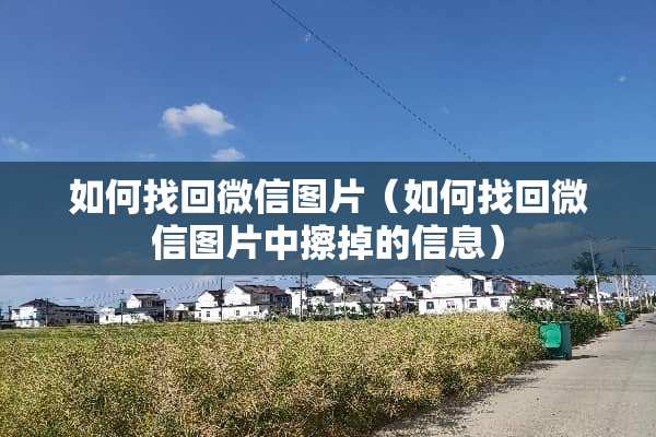 如何找回微信图片（如何找回微信图片中擦掉的信息）