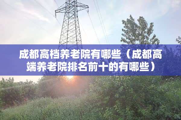 成都高档养老院有哪些（成都高端养老院排名前十的有哪些）