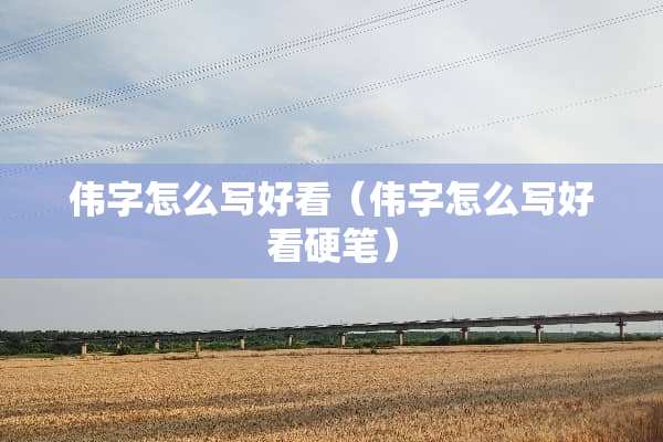 伟字怎么写好看（伟字怎么写好看硬笔）