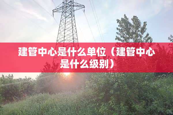 建管中心是什么单位（建管中心是什么级别）