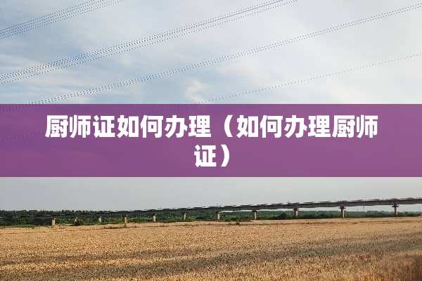 厨师证如何办理（如何办理厨师证）
