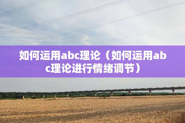 如何运用abc理论（如何运用abc理论进行情绪调节）