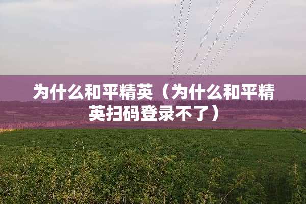 为什么和平精英（为什么和平精英扫码登录不了）