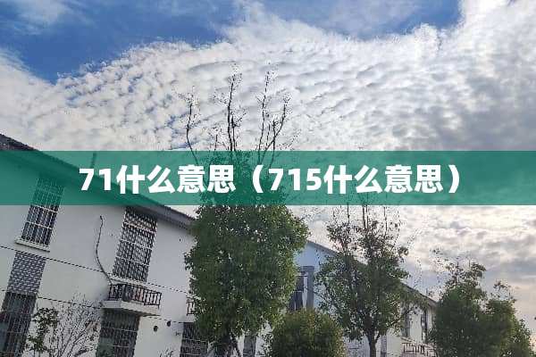 71什么意思（715什么意思）