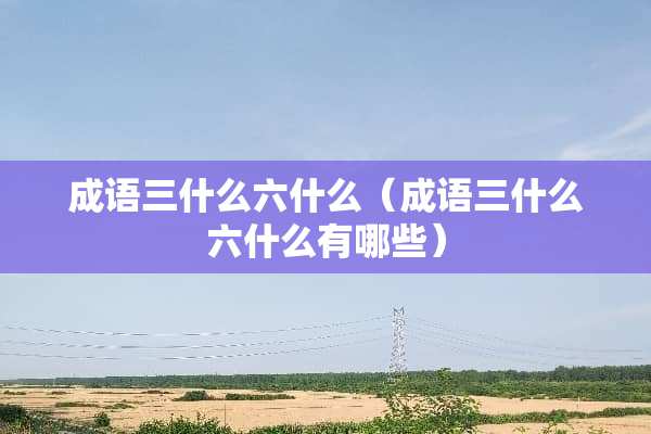 成语三什么六什么（成语三什么六什么有哪些）