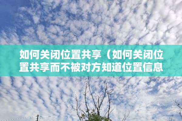 如何关闭位置共享（如何关闭位置共享而不被对方知道位置信息）