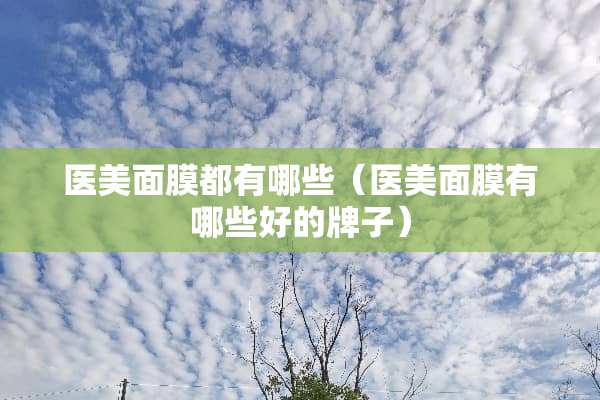 医美面膜都有哪些（医美面膜有哪些好的牌子）