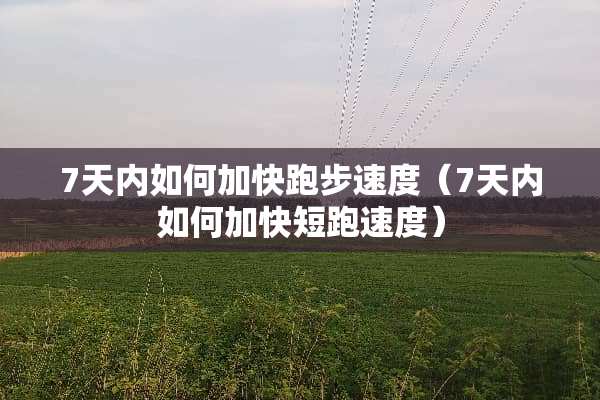 7天内如何加快跑步速度（7天内如何加快短跑速度）