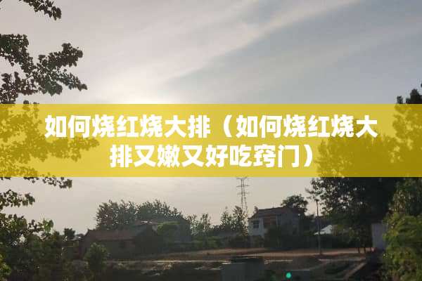 如何烧红烧大排（如何烧红烧大排又嫩又好吃窍门）