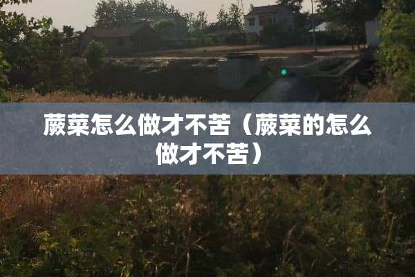 蕨菜怎么做才不苦（蕨菜的怎么做才不苦）
