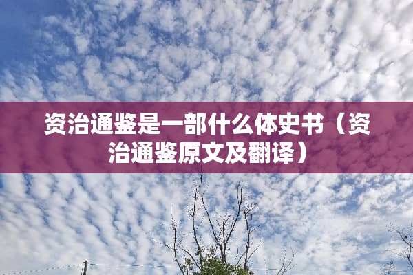 资治通鉴是一部什么体史书（资治通鉴原文及翻译）