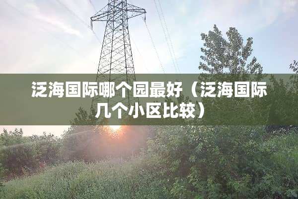 泛海国际哪个园最好（泛海国际几个小区比较）