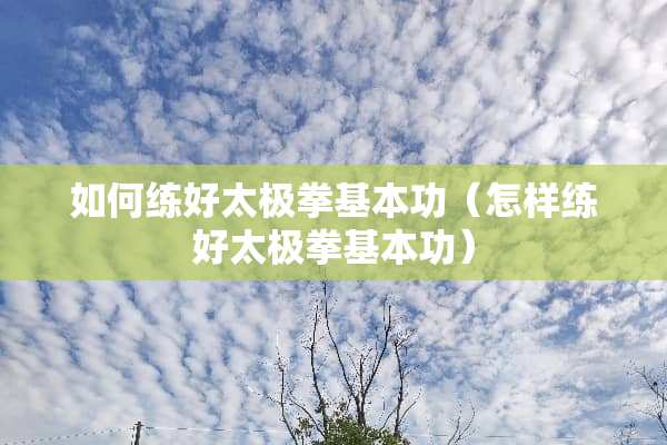 如何练好太极拳基本功（怎样练好太极拳基本功）