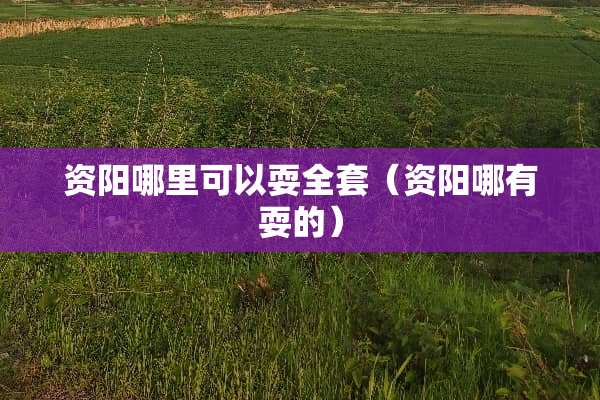 资阳哪里可以耍全套（资阳哪有耍的）