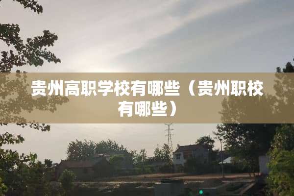 贵州高职学校有哪些（贵州职校有哪些）