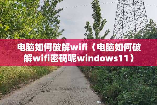 电脑如何**wifi（电脑如何**wifi密码呢windows11）