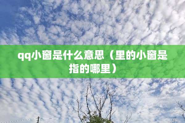 qq小窗是什么意思（里的小窗是指的哪里）