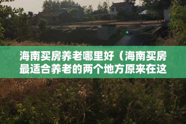 海南买房养老哪里好（海南买房最适合养老的两个地方原来在这里）