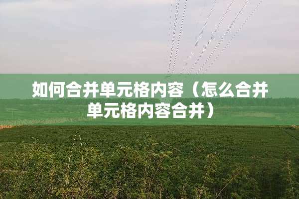 如何合并单元格内容（怎么合并单元格内容合并）