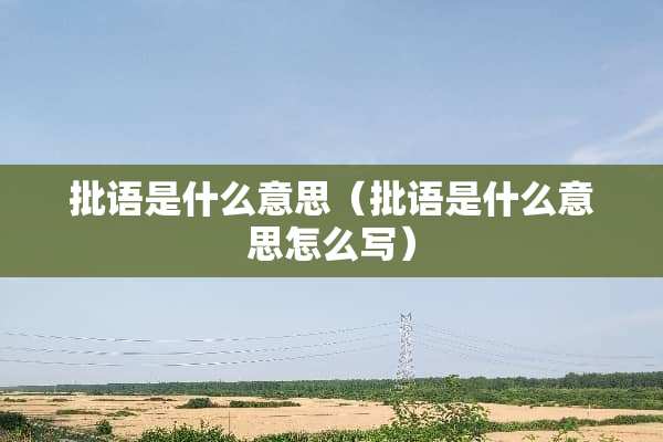 批语是什么意思（批语是什么意思怎么写）