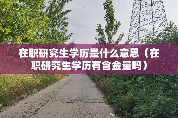 在职研究生学历是什么意思（在职研究生学历有含金量吗）