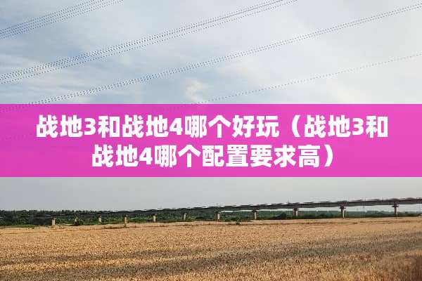 战地3和战地4哪个好玩（战地3和战地4哪个配置要求高）