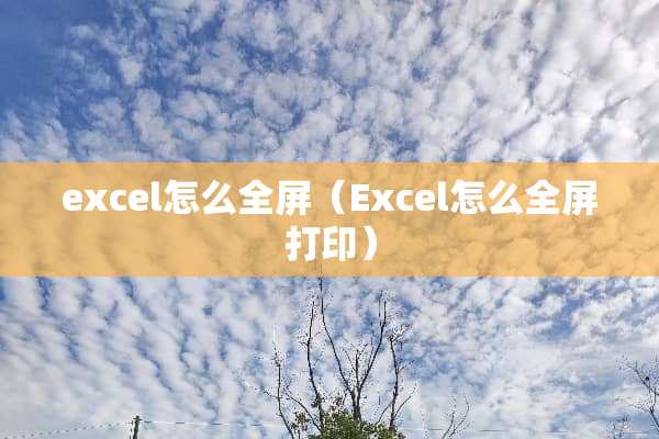 excel怎么全屏（Excel怎么全屏打印）