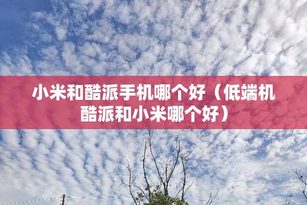 小米和酷派手机哪个好（低端机酷派和小米哪个好）