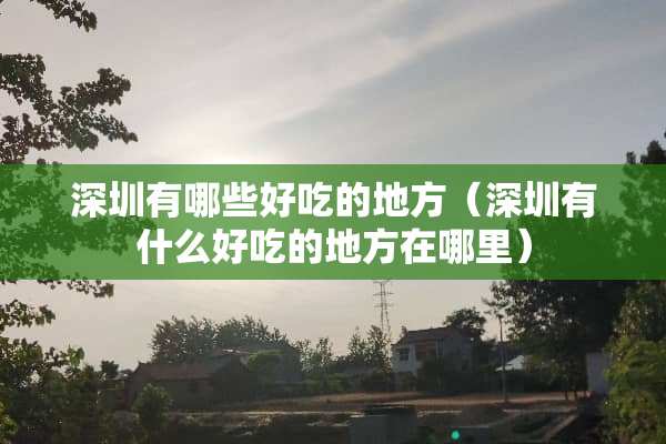 深圳有哪些好吃的地方（深圳有什么好吃的地方在哪里）