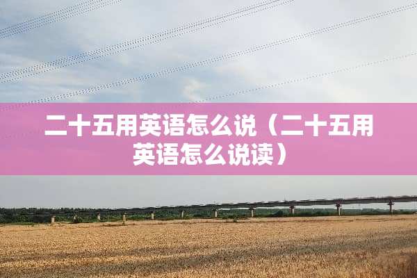 二十五用英语怎么说（二十五用英语怎么说读）