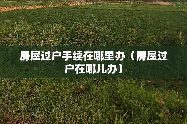 房屋过户手续在哪里办（房屋过户在哪儿办）