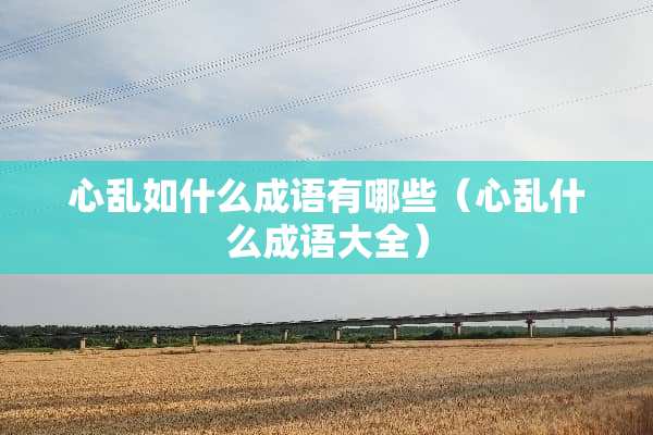 心乱如什么成语有哪些（心乱什么成语大全）