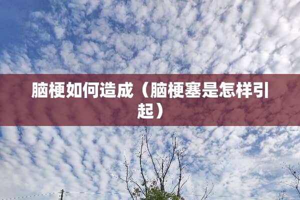 脑梗如何造成（脑梗塞是怎样引起）