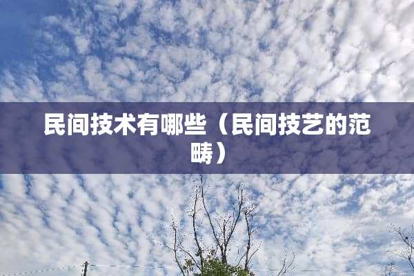 民间技术有哪些（民间技艺的范畴）