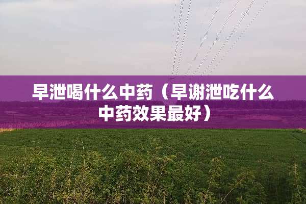 **喝什么中药（早谢泄吃什么中药效果最好）
