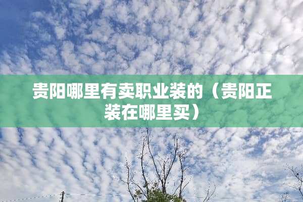 贵阳哪里有卖职业装的（贵阳正装在哪里买）