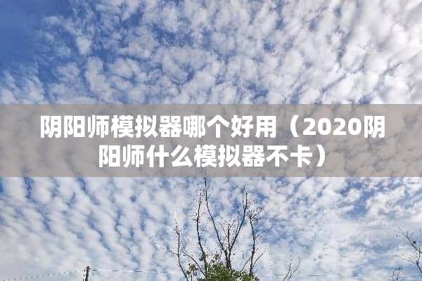 *阳师模拟器哪个好用（2020*阳师什么模拟器不卡）