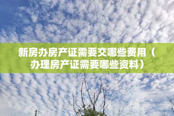 新房办房产证需要交哪些费用（办理房产证需要哪些资料）