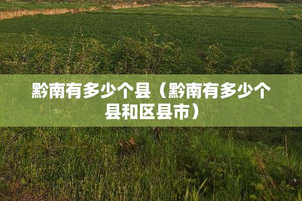 黔南有多少个县（黔南有多少个县和区县市）