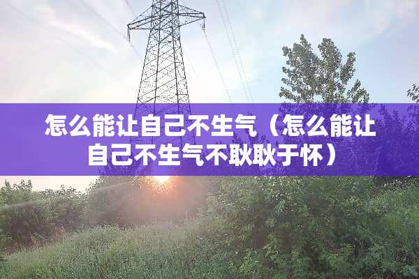 怎么能让自己不生气（怎么能让自己不生气不耿耿于怀）